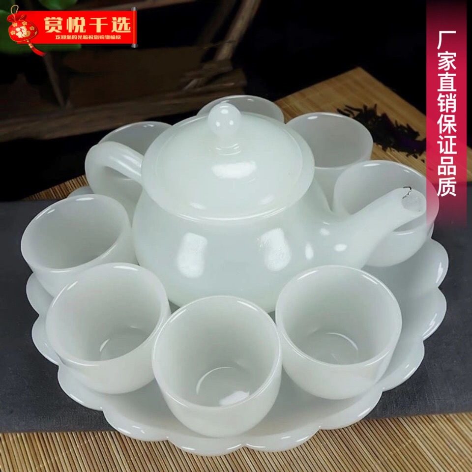 Khay trà bằng sứ ngọc bích thủy tinh bộ tách trà đĩa ấm trà bộ ấm trà kung fu đĩa trà đĩa rượu đĩa đĩa khay đa năng