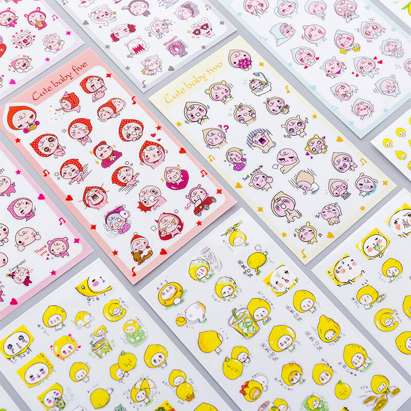Sticker dán Cute baby/orance cat/Lemon/ Snail/cá heo/ biglet