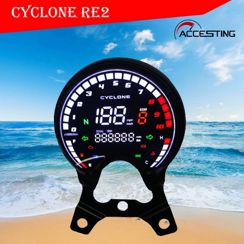 CYCLONE RE2 Motorcycle Electronic Instrument Assembly With Water Temperature Meter+Tachometer Motorbike Conversion Part ราคา 3,497 บาท*ส่งฟรี