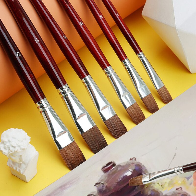 Jowoart Bộ 6 Cọ Sơn Dầu Họa Sĩ Mức Độ Đầu Bàn Chải Sơn Nước Lông Chồn Đồ Dùng Nghệ Thuật Vẽ Acrylic Sơn Chuyên Dụng