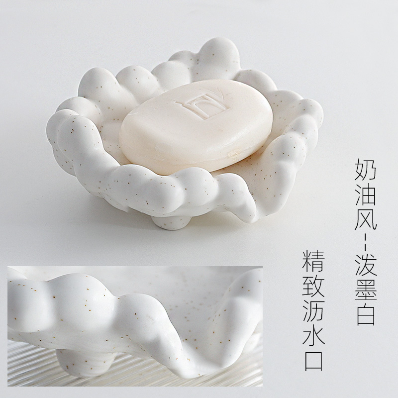 [pomander] Moyan Creative Ceramic Soap Cute Cloud Soap Bathroom Water-Free Draining Soap Dish Storage Rack
