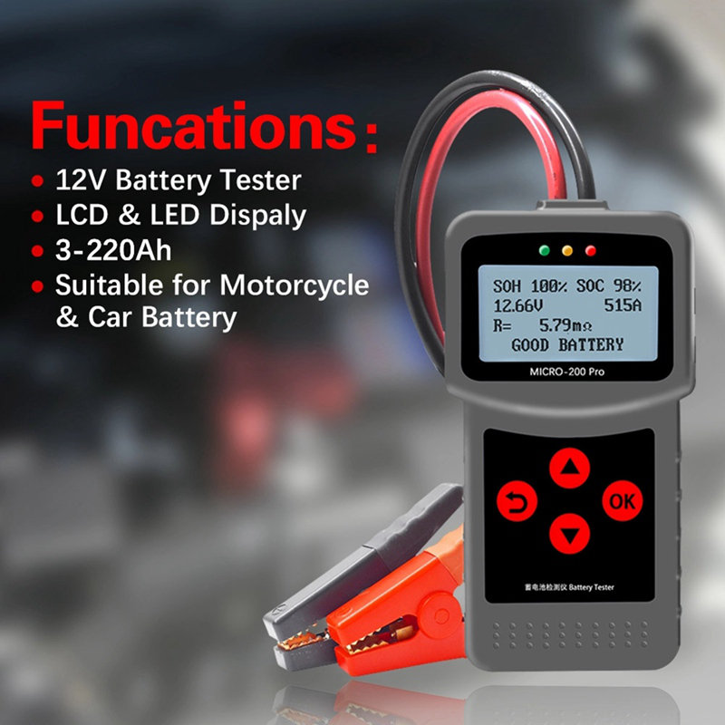 Quà tặng miễn phí 2022 máy kiểm tra ắc quy xe hơi 12v 24v micro-200pro dụng cụ chẩn đoán máy kiểm tra ắc quy cầm tay