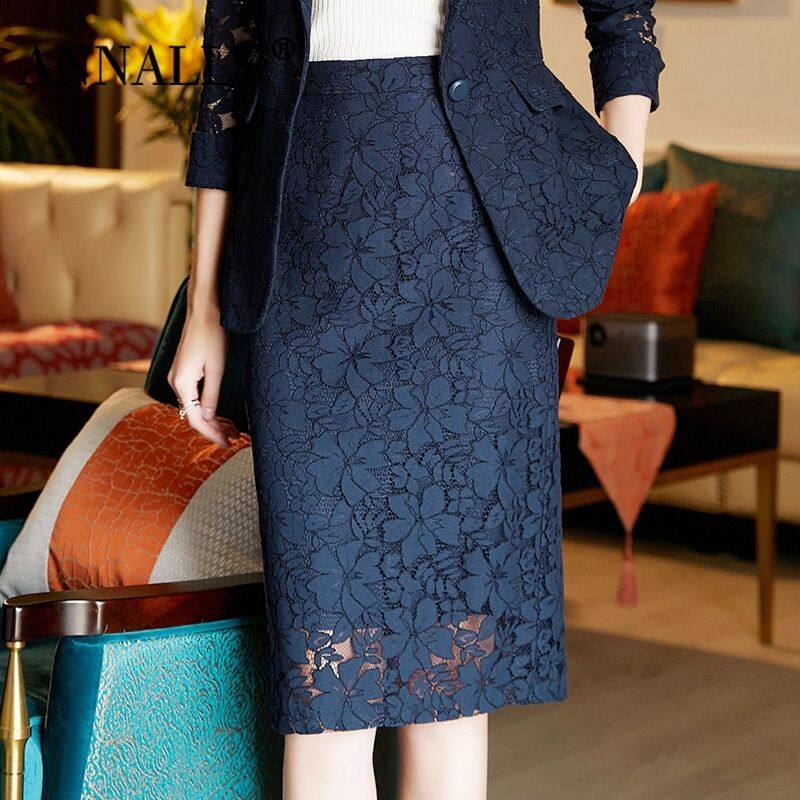 Chân váy ren hàng đầu chân váy ôm hông thanh lịch cá tính trung bình cho nữ chân váy chuyên nghiệp với bộ com lê chân váy thẳng