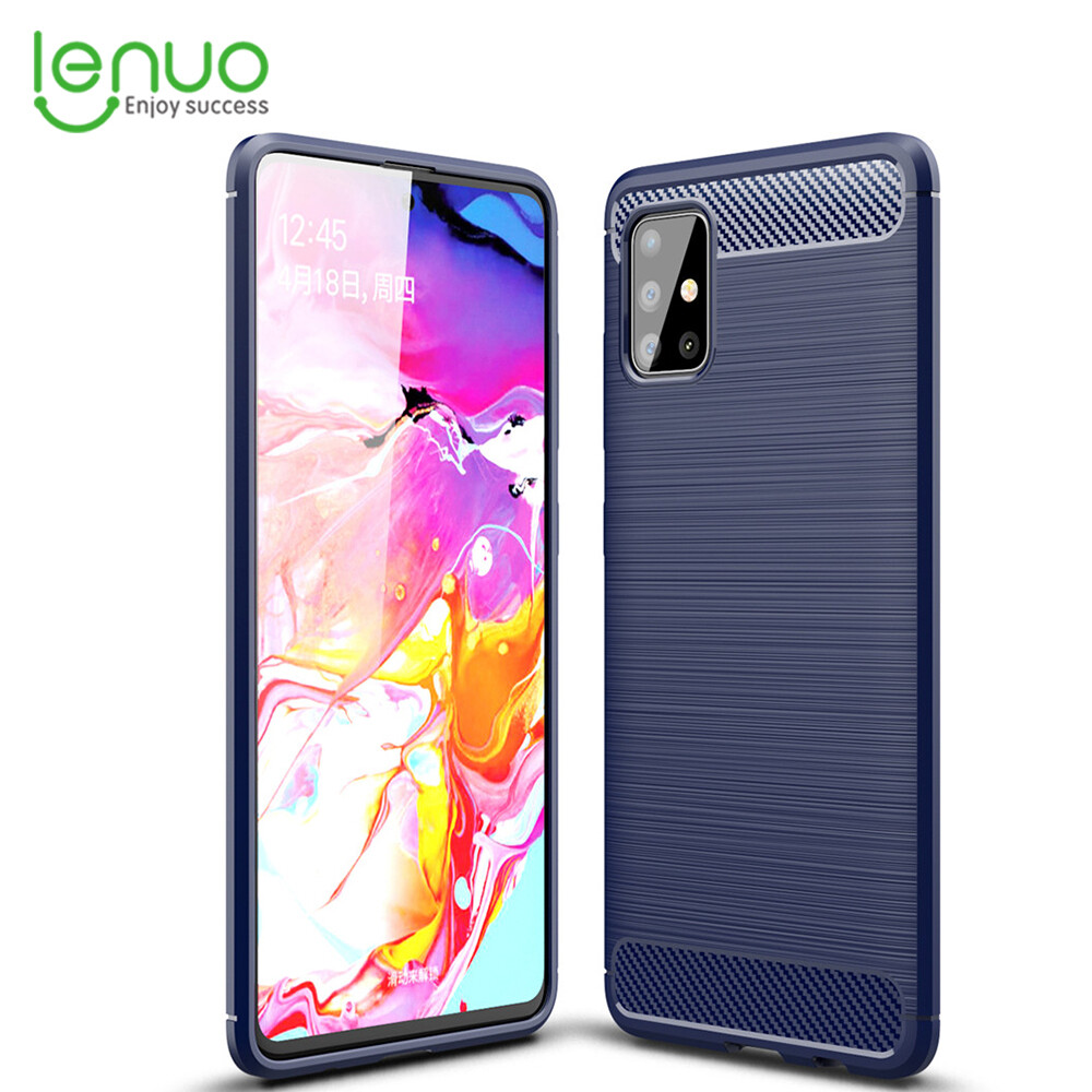 Lenuo Mềm Mại Ốp Lưng Dành Cho Samsung Galaxy Samsung Galaxy A51 Sợi Carbon Dẻo Silicone Trường Hợp Chải Chống Kích Điện Thoại Ốp Lưng TPU vỏ Bọc