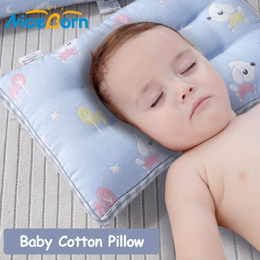 NiceBorn Kids Sleeping Pillows Sleep Positioner Head Protection Cushion Pillows Cotton Infant Baby Prevent Flat Head Pillow Toddler Pillow for 0-10 Years