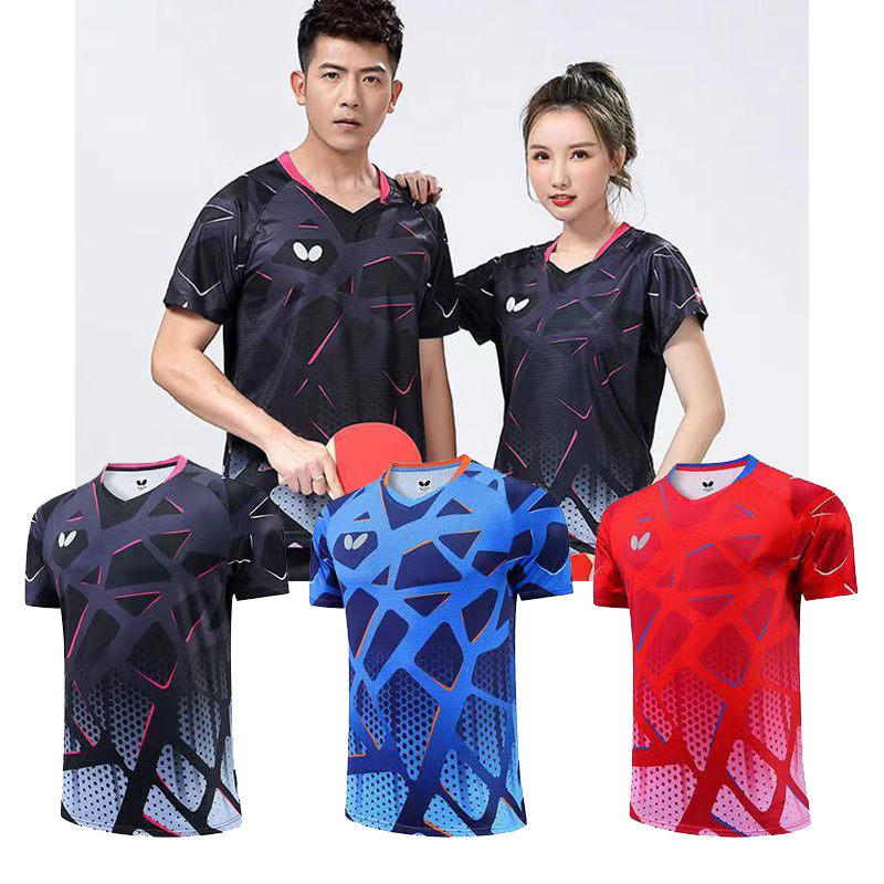 Áo cầu lông bướm mới quần áo áo thi đấu ngắn tay tập luyện thể thao thi đấu bóng bàn thời trang