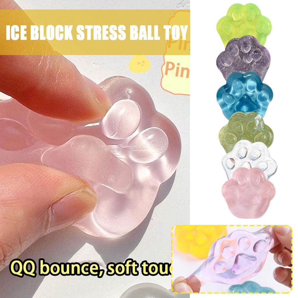 Kawaii Mochi Squishy Toys Mini Cat Paw Ice Block Stress Ball Toy for Kids