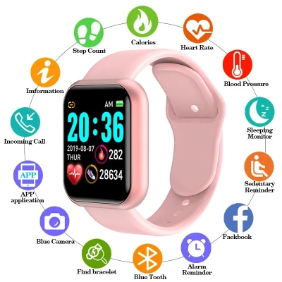 D20 Pro Smart Watch Y68 Bluetooth Fitness Tracker Sports Waterproof Watch Men Women Heart Rate Monitor Blood Pressure Smart Bracelet for Android IOS (5)