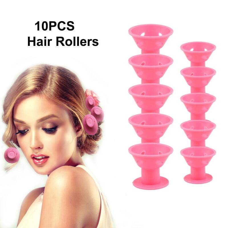 10Pcs Bell Hair Rollers Heatless Hair Curlers No Heat Soft Silicone Mushroom Heatless Curls DIY Styling Tools & Essories