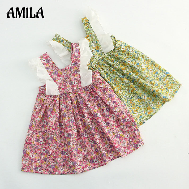 Amila đầm hoa cotton cho bé gái đầm bé gái phong cách pháp