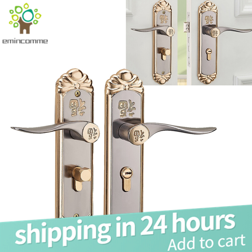 emincomme Khóa cửa tay cầm trong nhà emincomme dạng xi lanh bền kiểu Châu Âu kèm chìa khóa