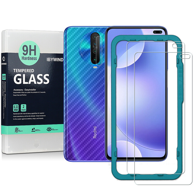 Ibywind gói 2 chiếc redmi k30, dụng cụ lắp đặt không bong bóng kính cường lực bảo vệ màn hình cho redmi k30- trong suốt