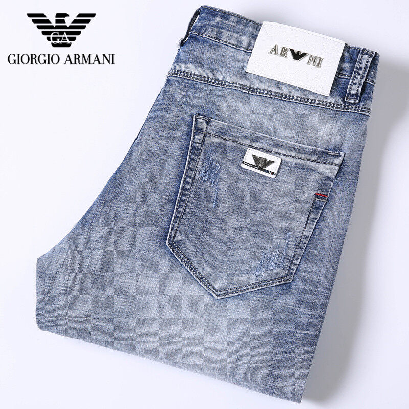 Quần bò armanis chính hãng cho nam quần bò denim co giãn thời trang công sở quần bò ống đứng vừa vặn cho nam phong cách cổ điển quần nam màu xanh dương