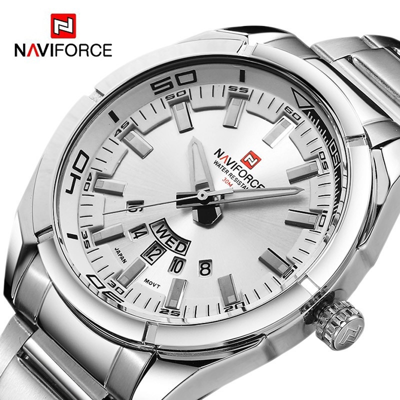 Naviforce NF9038 Men Top Brand Full Steel Waterproof Casual Quartz Date Sport Military Wrist Watchnaviforce watch for men