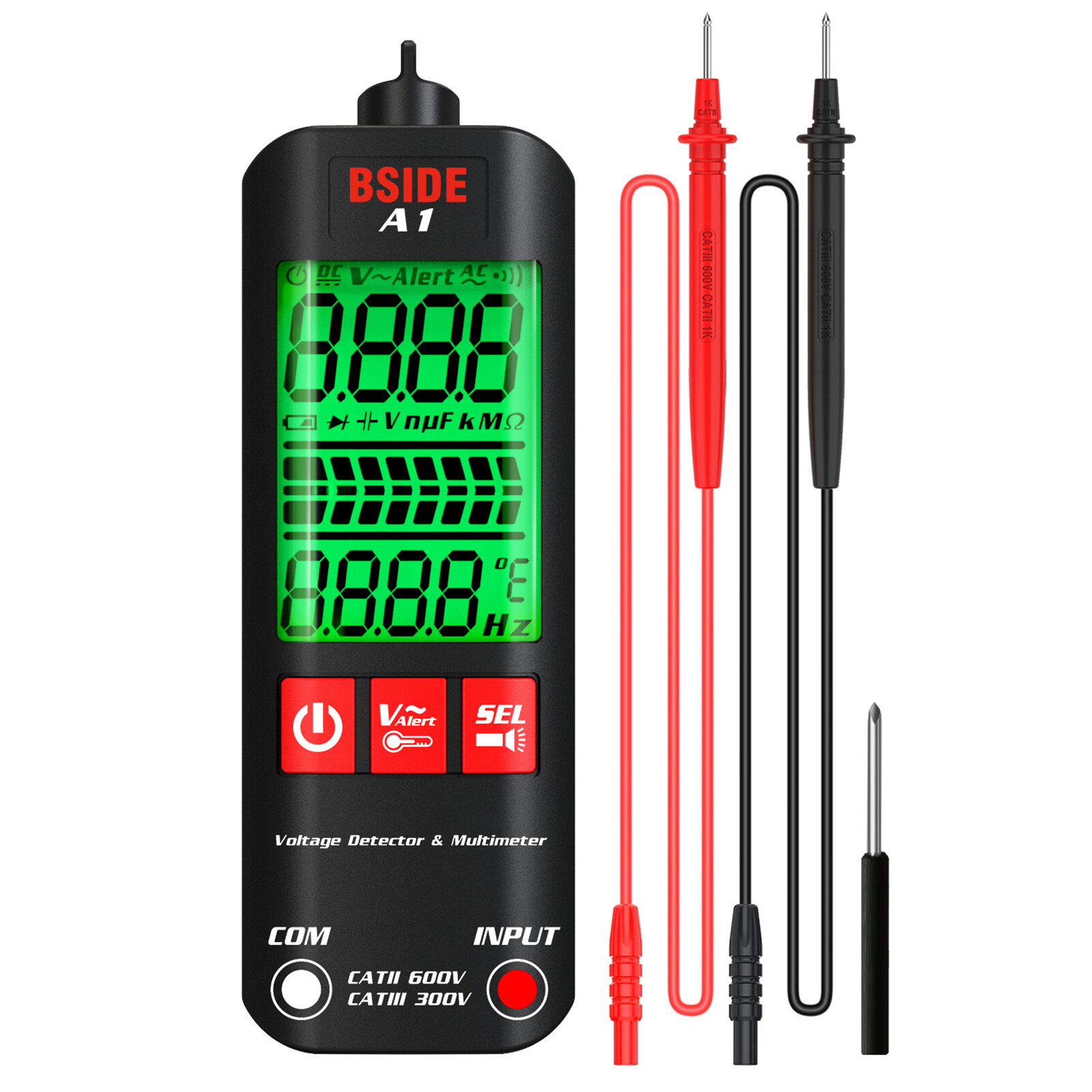 Bside đồng hồ vạn năng mini a1 máy kiểm tra kỹ thuật số lcd máy dò điện áp 2000 số đếm điện áp dc/ac tần số kháng ncv liên tục dây trung tính kiểm tra rms thực