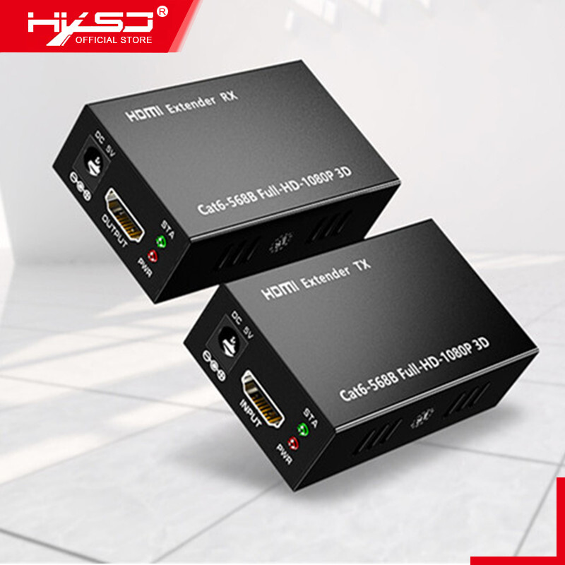 HXSJ HW-YD60 Bộ Mở Rộng HDMI Cat5e Cat 6 Ethernet IP Bộ Chuyển Đổi Tín Hiệu HDMI Sang Lan Bộ Thu Phát HDMI 3D 1080P TX RX 60M