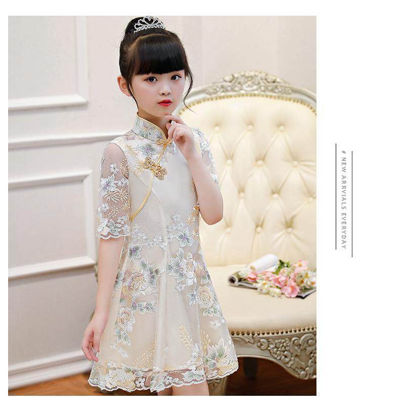 Girls cheongsam dress summer dress children's dress 2021 New Princess dress fashionable skirt girl Han Chinese clothing