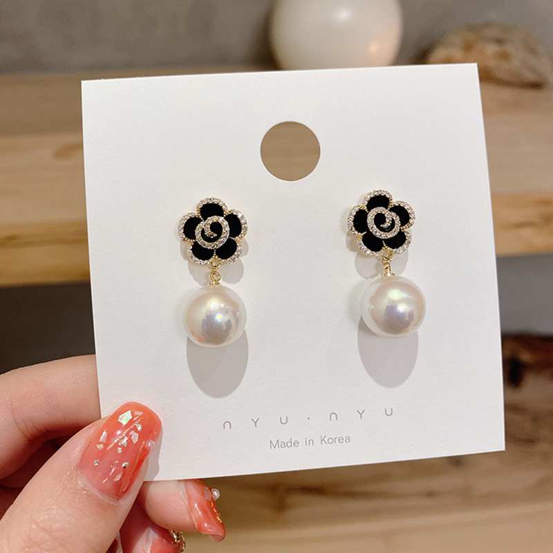 Frascati Bông Tai Dáng Thả Thời Trang Hoa Zircon Sáng Bóng Mô Hình Hình Học Thu Nhỏ Mới, Khuyên Tai Nữ Ngọc Trai Ngọt Ngào Tinh Tế Cá Tính Cao Cấp