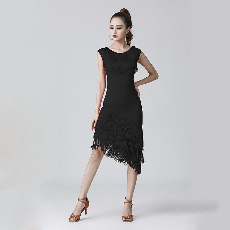 2023-Lady-Latin-Dance-Practice-Performance-Dresses-Black-Red-Tassel-Women-Clothing-For-Cha-Cha-Ruma (4)