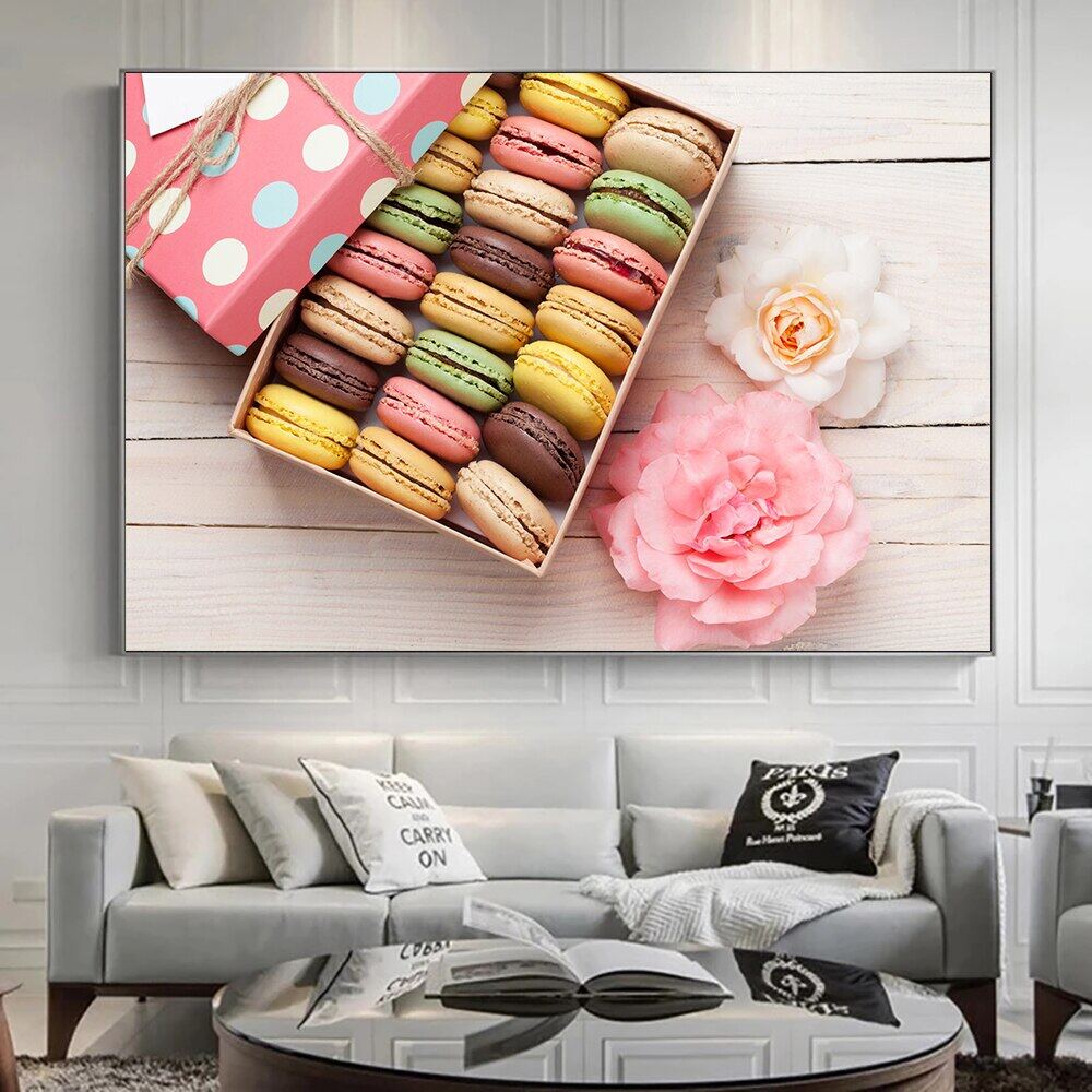 Modern Markron Cake Food Canvas Home Decoration Art Wall Kitchen Bread and Dessert Shop Wall Decoration Poster and Printmaking Photo 45880