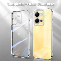 ROAZIC For VIVO V25 5G/V25e Phone Case Luxury Plating Edge Transparent Soft Silicone Casing Shockproof Clear Cover