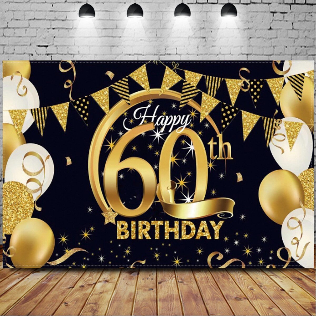 Generic 120x80cm Gold Black Photo Backdrop 30/40/50/60th Birthday ...