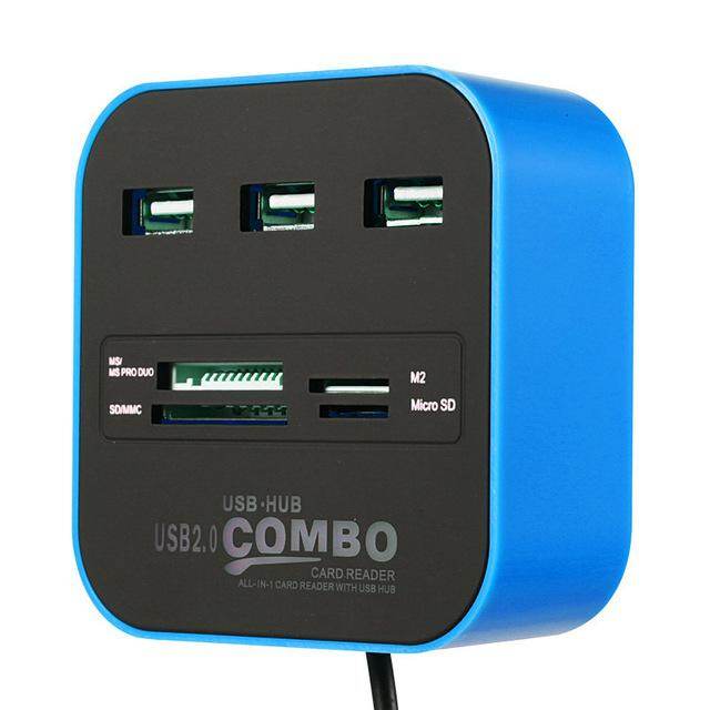 Bộ hub usb đầu đọc thẻ tốc độ cao usb 2.0 sd tất cả trong một đầu nối 3 cổng cho máy vi tính máy tính xách tay