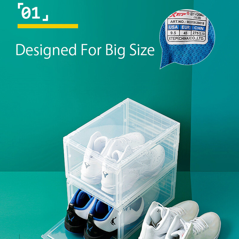 1/2/3 piezas plegable del zapato plástico transparente caja de