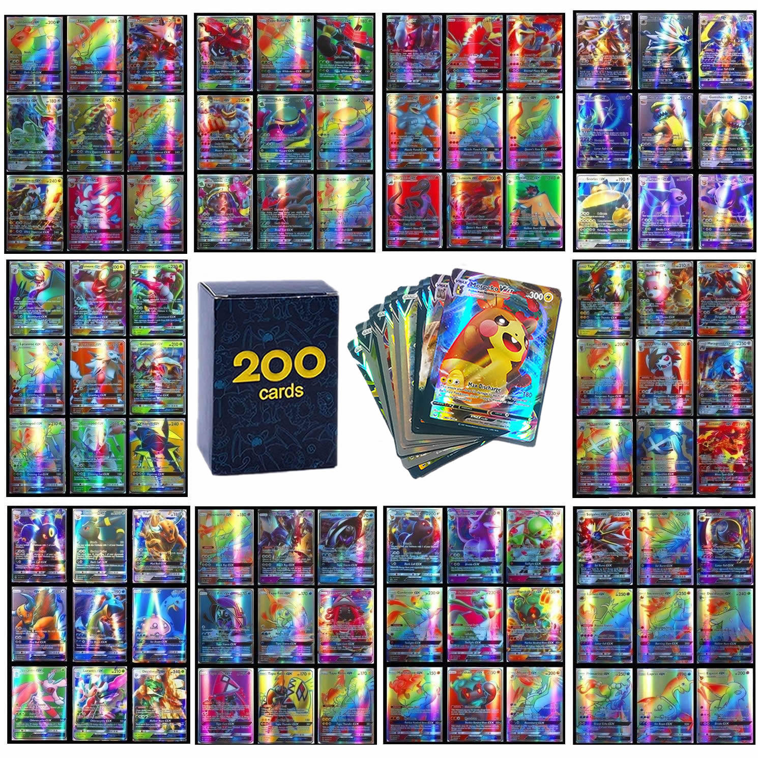 50-100Pcs Card Spanish French 100VMAX 200 GX Best Selling Children Battle  Desktop Game Tag Team Shining Vmax