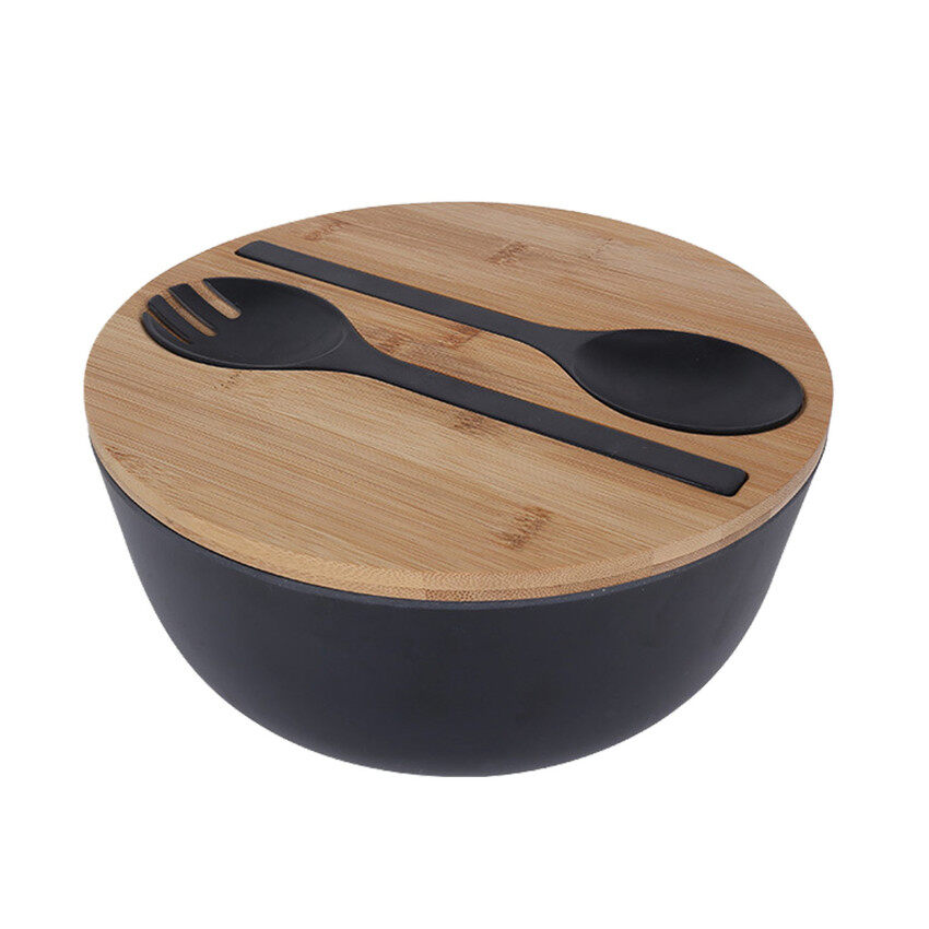 Melamine lớn phục vụ tô rau trộn, bát salad với trộn và nắp tre, máy rửa chén an toàn, không chứa BPA