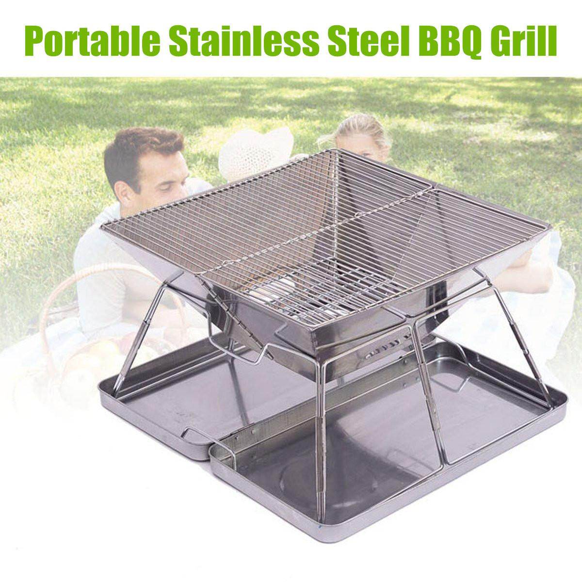 Generic Portable Folding Charcoal BBQ Grill Outdoor Camp Stainless
