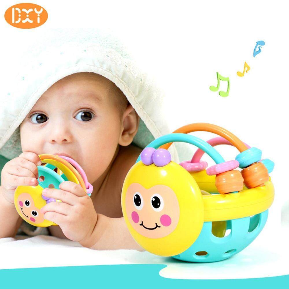 DXY-1 PC ยางนุ่มการ์ตูน Bee เคาะ Rattle ดัมเบล Baby Early ของเล่นเพื่อการศึกษาสำหรับเด็กกระดิ่งมือเกมลูกบอลของขวัญ