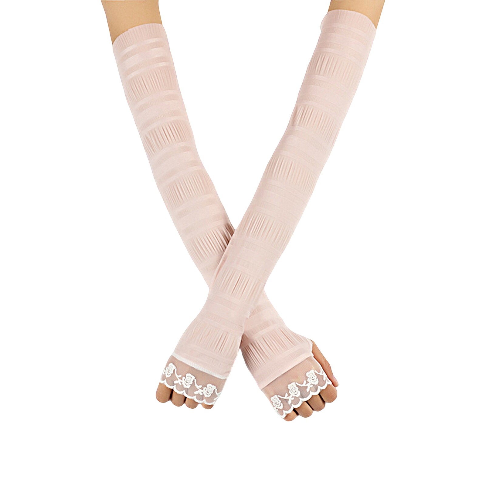 【Ready Stock】1 Pair Sunscreen Cuff Anti-slip Windproof UV Protection No Stuffiness Long Arm Sleeve for Summer