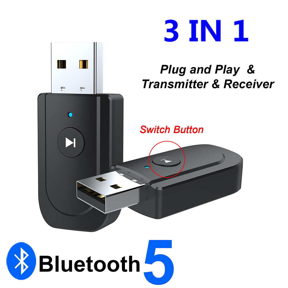 [SmartHere] Bộ Chuyển Đổi Thu Phát Âm Thanh 3 Trong 1 USB Bluetooth 5.0 Cho Máy Vi Tính Xe AUX