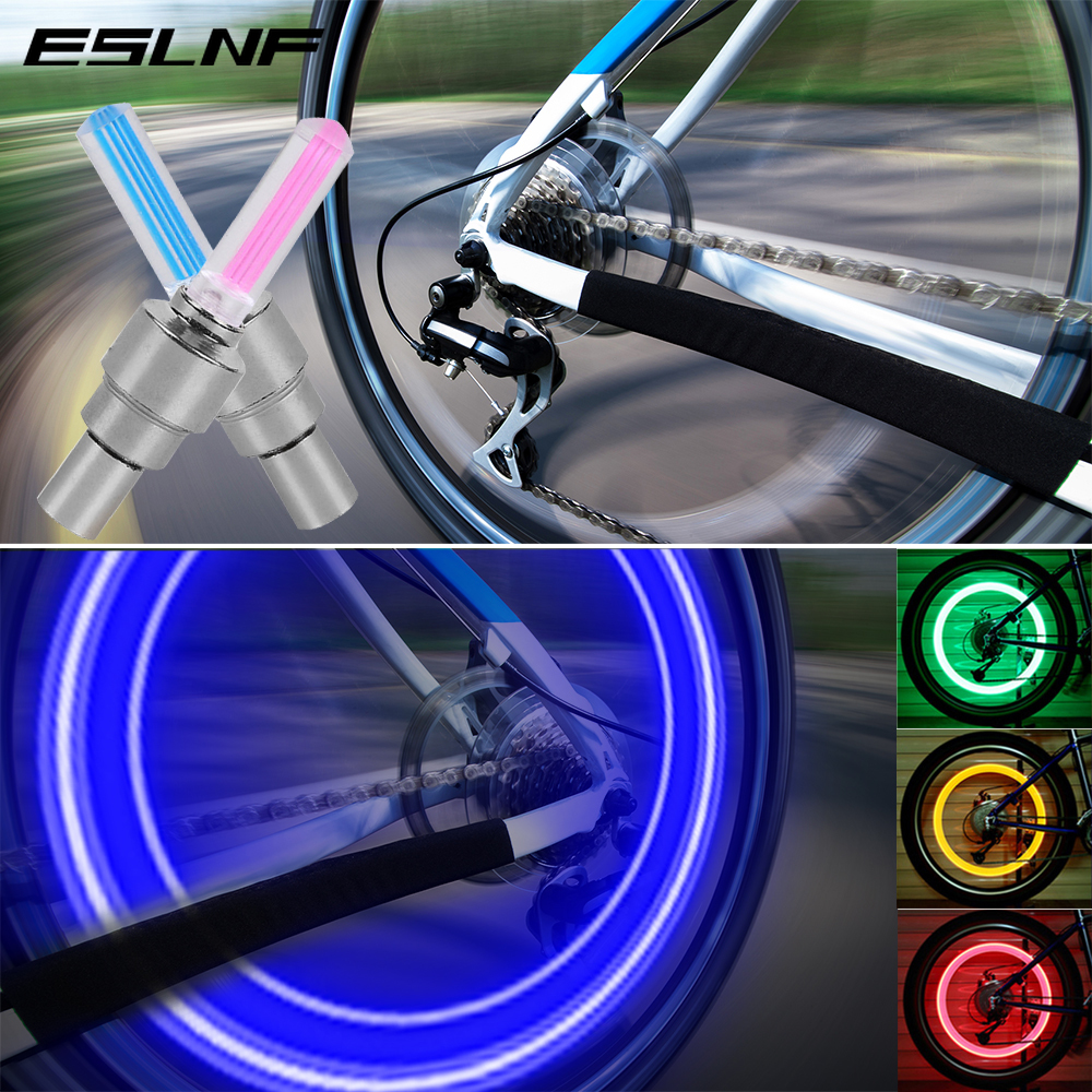 Eslnf 2 cái/cặp van Đèn Neon xe đạp đèn trang trí lốp xe đạp Đèn LED quay van lốp cảnh báo an toàn Đèn Flash Đèn Nan Hoa