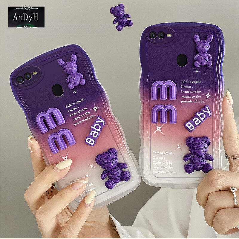 AnDyH Ốp Thiết Kế Mới Cho OPPO A5S A7 A12 A7X F9 Pro Ốp Lưng Thời Trang Sang Trọng 3D Chữ Gấu Dễ Thương Bảo Vệ Máy Ảnh Thiết Kế Hoạt Hình Độ Dốc Cao Cấp Vỏ Điện Thoại Silicon Mềm Ốp Chống Sốc Ốp Lưng Bảo Vệ Cặp Đôi