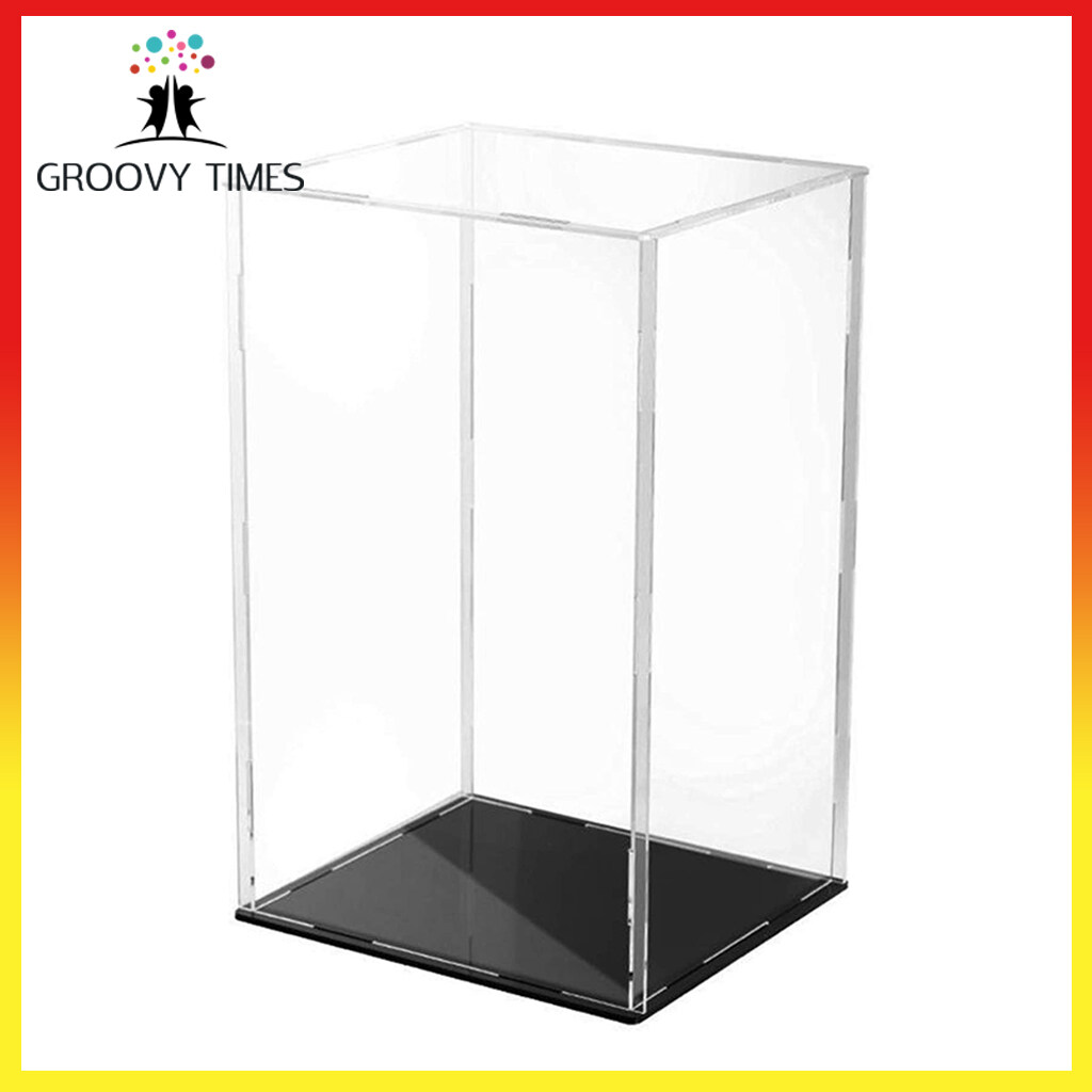 4 Inch Dustproof Showcase with Black Velvet Base for Dolls Figures 4x4x4 inch QIMOND Display Case for Collectibles Secure Assemble Cube Acrylic Box for Display with Lip 