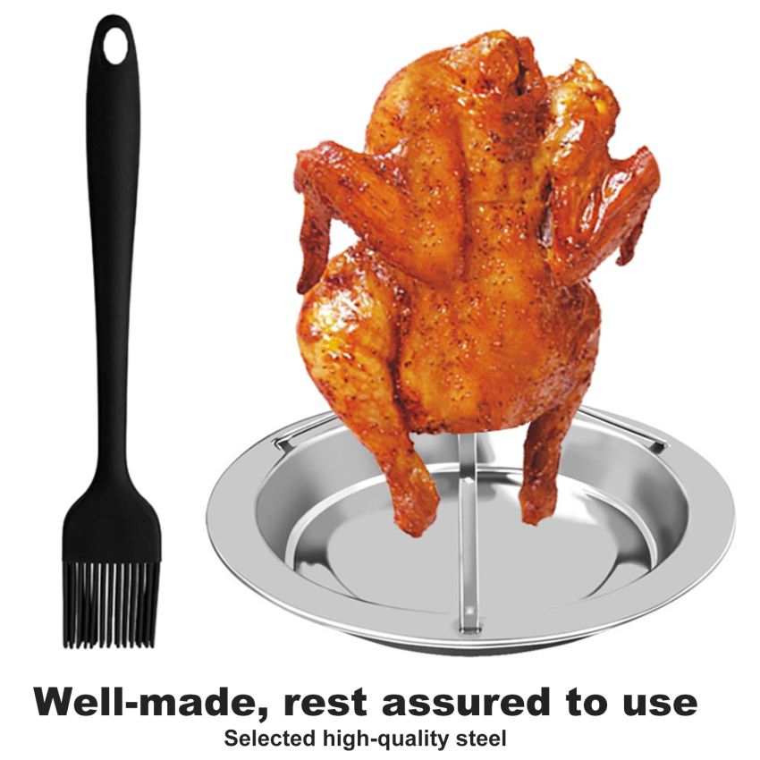 BBQ Grill Tool Stainless Steel Grill Chicken Roast Chicken Tray Detachable With Chassis Grill Chicken Grill With Brush ราคา 163 บาท*ส่งฟรี