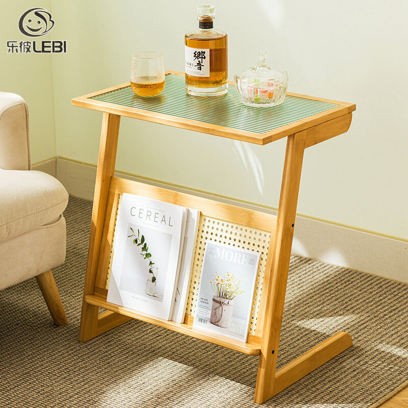 Side table small coffee table, bedside table, sofa side table, glass small house, square tea table, Japanese mini corner table