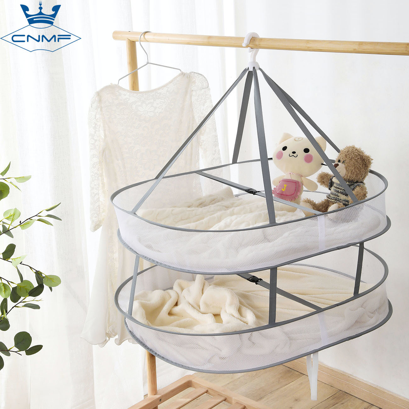 Cnmf giỏ lưới phơi khô giá phơi khô gấp gọn giỏ đựng quần áo lưới túi sấy giá phơi khô