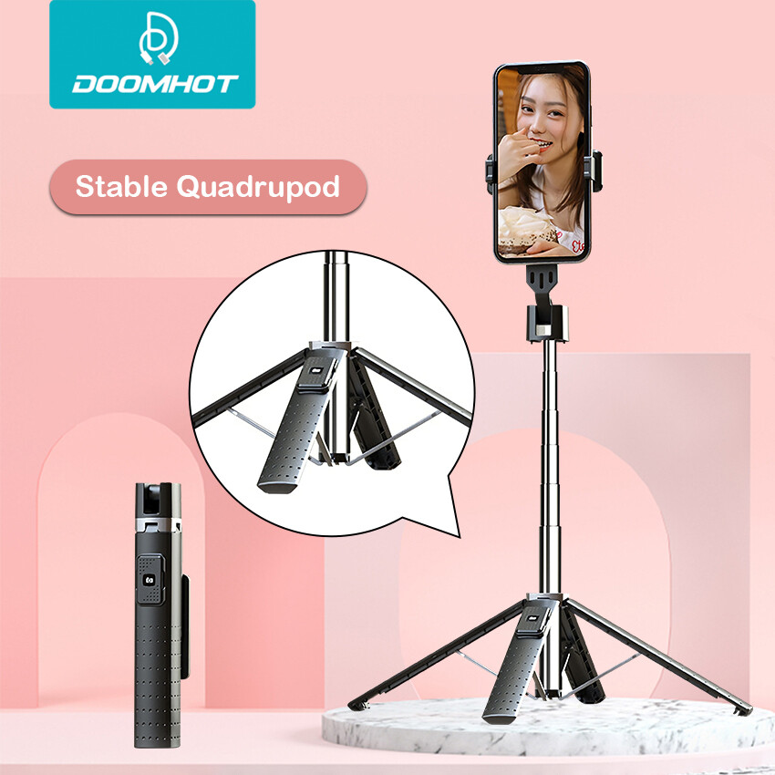 DoomHot Gậy Chụp Ảnh Gậy Tự Sướng Chống Rung Gậy Chụp Hình Bluetooth Gậy Chụp Ảnh điện Thoại 4 Chân Di Động Co Giãn Giá Đỡ Để Bàn Giá Đỡ Xoay 360 ° Điều Chỉnh Gậy Selfie 3 Màu LED Tự Sướng Đèn