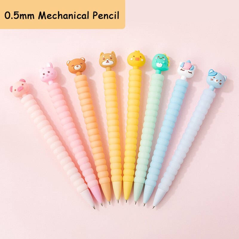 Bút chì cơ silicon hình động vật sáng tạo dễ thương 0.5mm với lõi chì bộ văn phòng phẩm văn phòng trường học cho học sinh