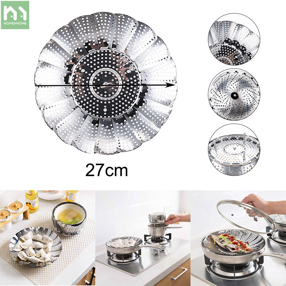 Nồi hấp bằng thép không gỉ homenhome, giá hấp có thể gập lại