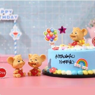 Phụ kiện bánh sinh nhật bánh kem - set 3 chú chuột vàng trang trí bánh