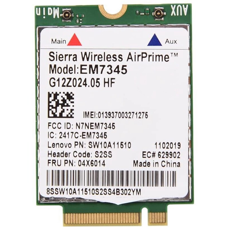 Network card, em7345 4g lte wwan card module for thinkpad x250 x1c w550 t450 x240 t440 support for lte/hspa+ /emea