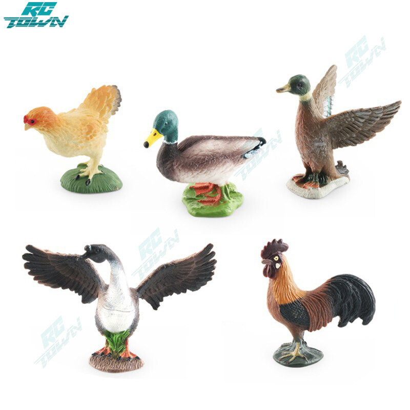 Simulation Farm Animals Action Figures Duck Chicken Poultry Figurines