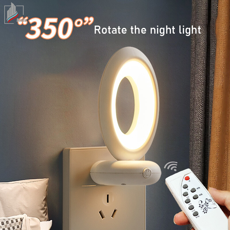 Singlelady đèn ngủ led xoay điều khiển từ xa đèn cho ăn cắm điện đèn ngủ phòng ngủ không khí bảo vệ mắt ánh sáng dịu nhẹ