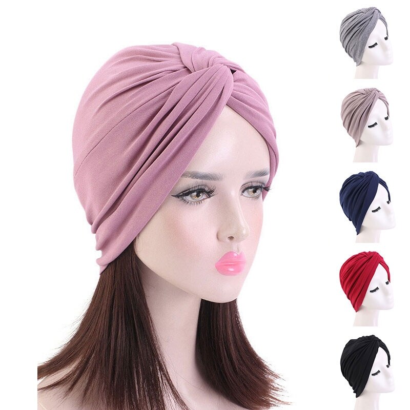 [HOT W] 2021 New Fashion Bandanas Women Turban Muslim Hat Twist Hijab Bonnet Cap Adult chemo hat Knot Twist Turban Headbands Muslim Cap