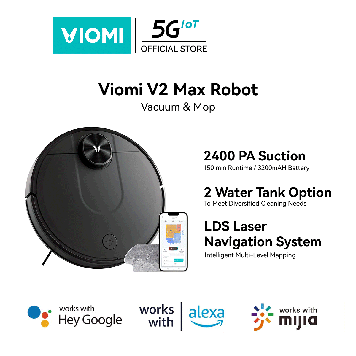 V2 Max Viomi V2 Mi Home Xiaomi Viomi V2 PRO Robot Vacuum Cleaner