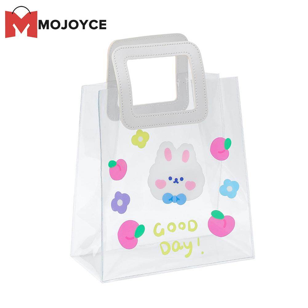 Mojoyce túi xách nữ trong suốt pvc mùa hè túi tote du lịch đi biển trong suốt hình gấu hoạt hình